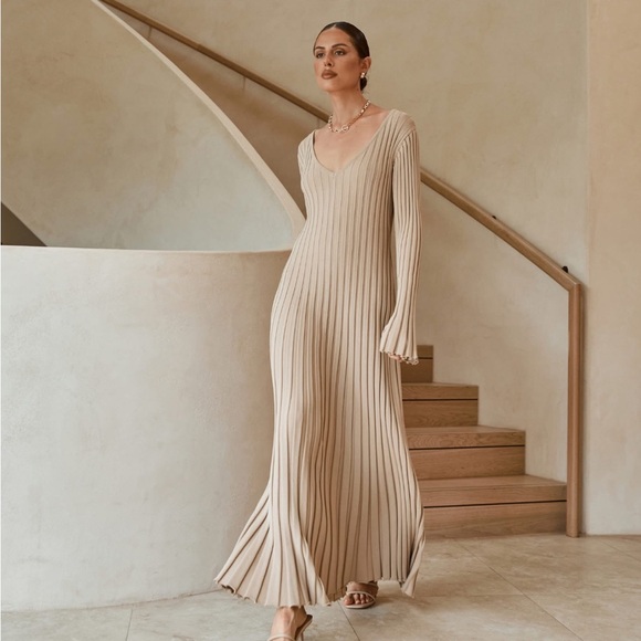 DISSH Dresses & Skirts - REIGN SLEEVED KNIT MIDI DRESS - Stone
- DISSH dress